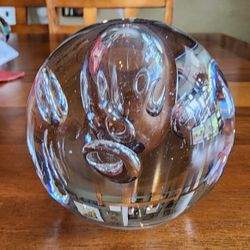 MCM Strombergshyttan Signed P210 Swedish 4" Controlled Bubble Paperweight