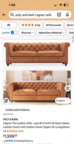 Cognac - poly and bark sofa
