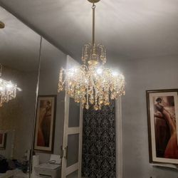 Gold Crystal Chandelier – 6-Light E12, Like New