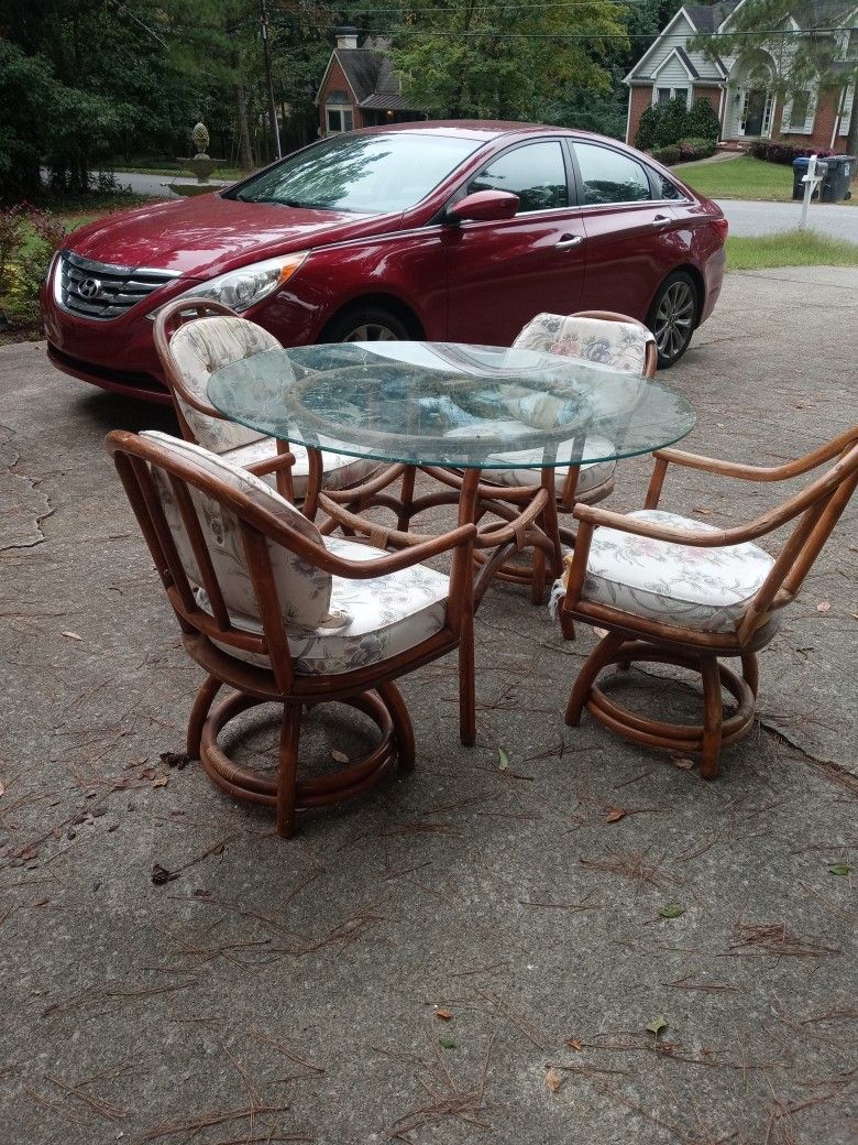 Boho Glass Table and chait