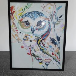 Hand Painted Acrylic Owl Drawing With Frame, Owl Picture Frame, Frames, Canvas Paintings, Drawings, Painting