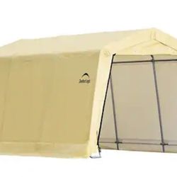 10 ft. W x 15 ft. D x 8 ft. H PE Garage without Floor in Tan w/ Patented Stabilizers and Best-in-Class 