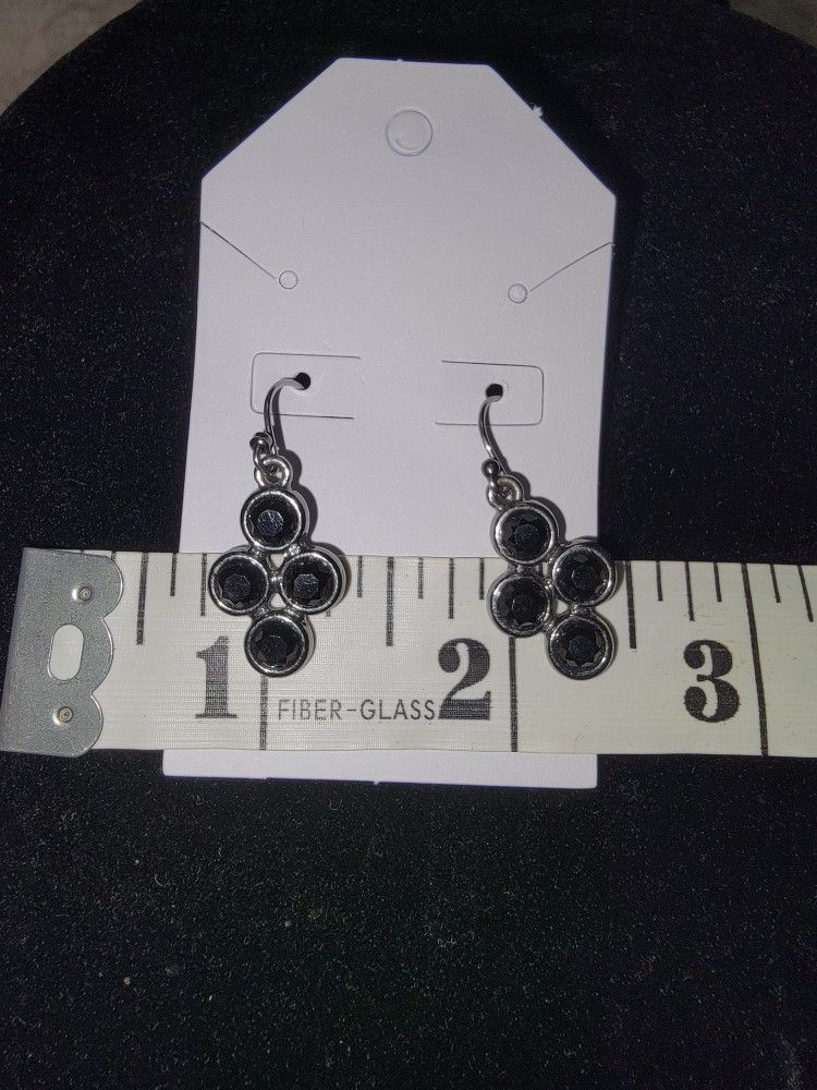 Pierced Black and Silver Tone Earrings
