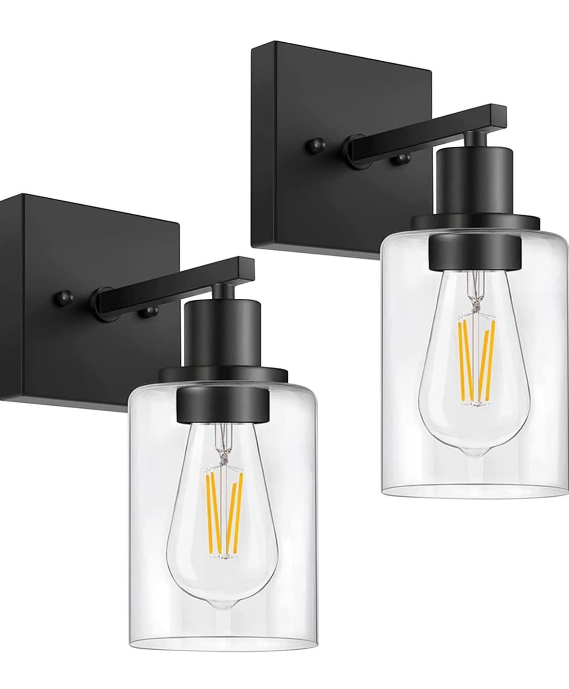 New In Box New in box Wall Sconces Set of 2Matte Black Vanity Lights,Modern Wall Light Fixtures Wall Mount Light with Clear Glass Farmhouse Wall Lamp