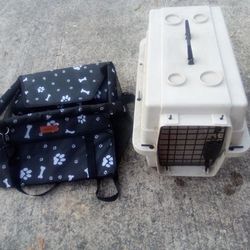 Dog Kennel Beige +Seat Carrier 