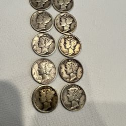 10x Mercury Dimes Yr 1(contact info removed) Rainbow Tones 