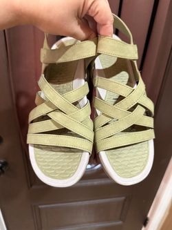 Women’s Green Strappy Sandals with White Sole