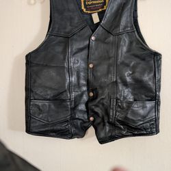 Vintage Genuine Leather Biker Vest Come On Baby