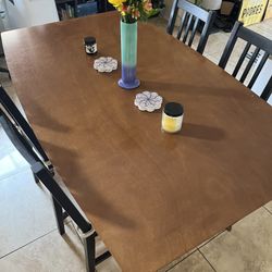 60” Modern Wood Dining Table With 4 Chairs