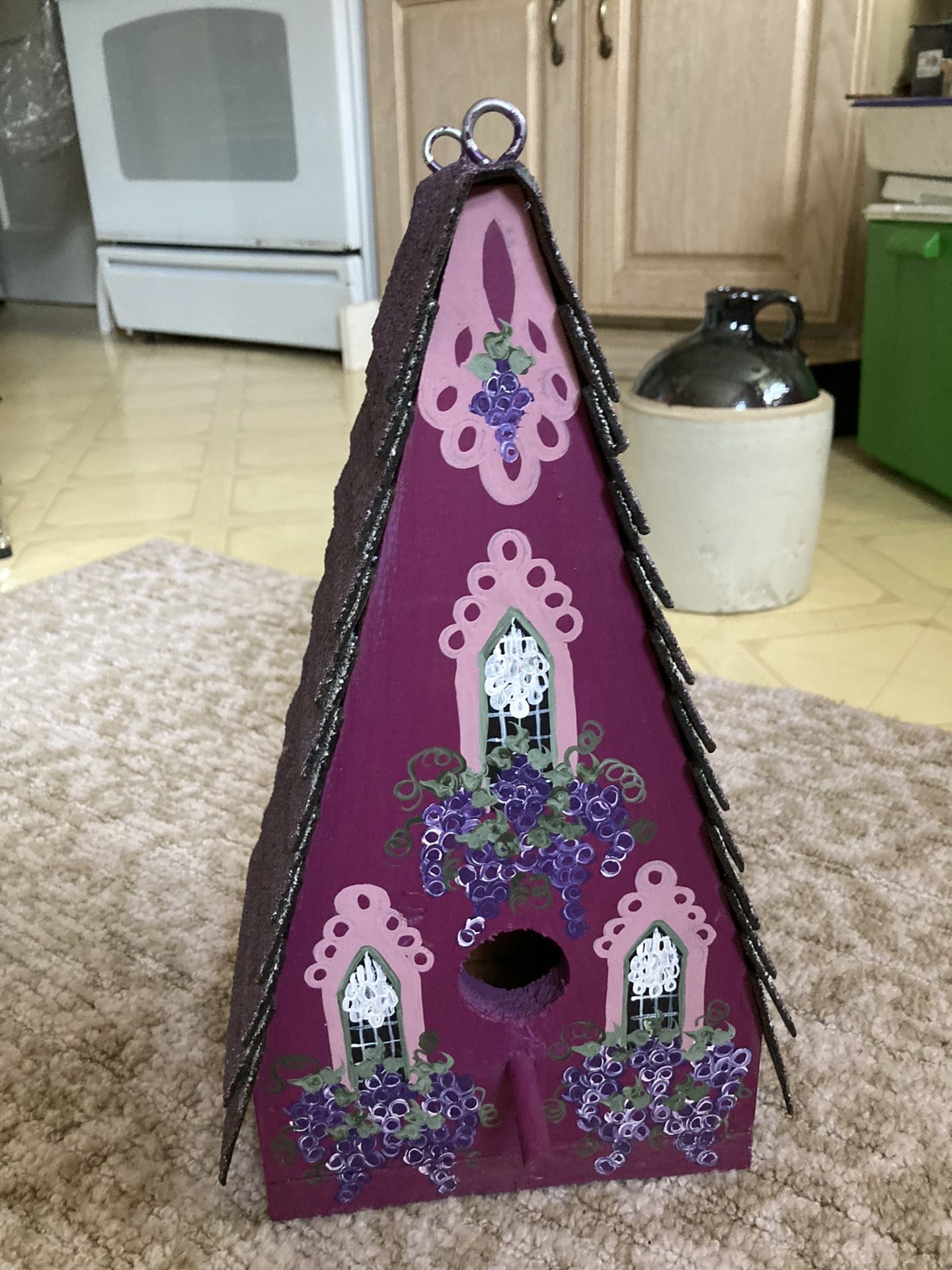 Large Purple Hand Made Locally Bird House Feeder Will Last For Years ‘NEW