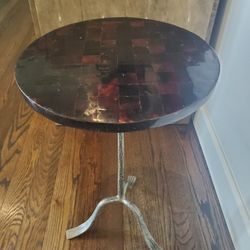 Unique Horn Table With Metal Legs.