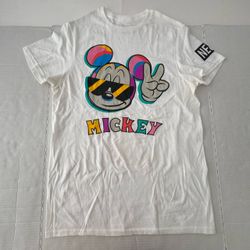 Pre Owned Excellent  Disney NEFF Mickey Mouse  T Shirt  Short Sleeve  Printed  White Multicolor  Men  Size Small