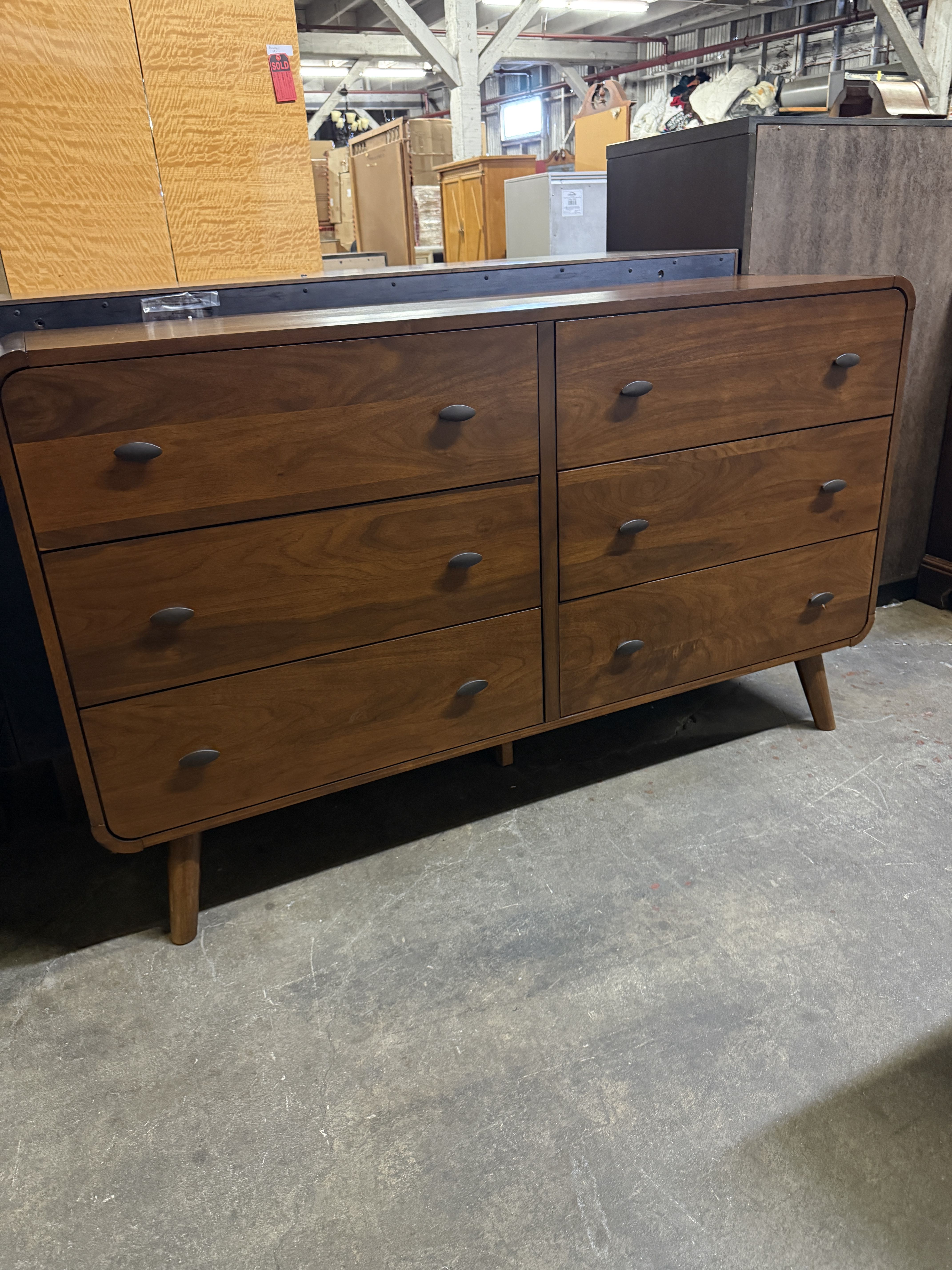 Walnut MCM Mid Century Modern Style Dresser 