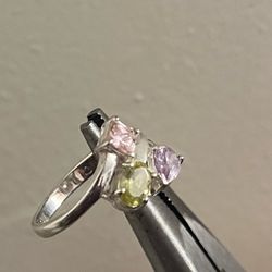 Vintage Sterling Silver Multi Color CZ Ring