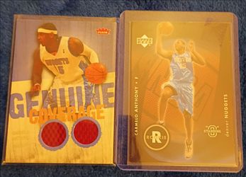 Carmelo Anthony FLEER Genuine Coverage material card & Rookie Card ONLY $40