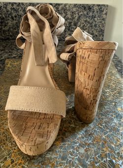 Nude Cork Platform Heels – Size 7