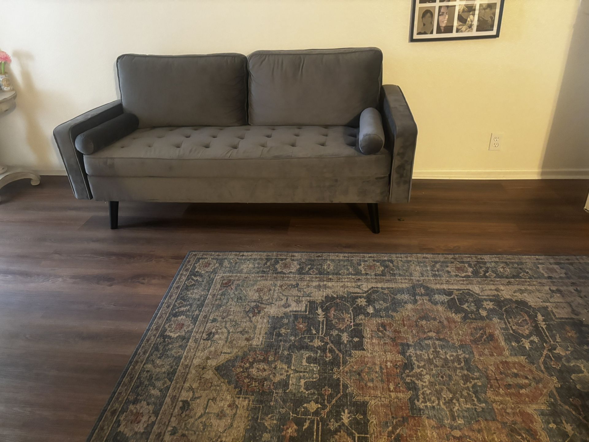 Velvet Gray Small Sofa