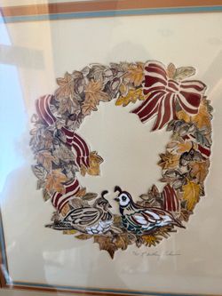 Signed Limited Edition Wreath Print Framed Art