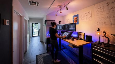 Custom L-Shaped Electric Standing Desk – Pro Creative Setup (Huge Surface Area)