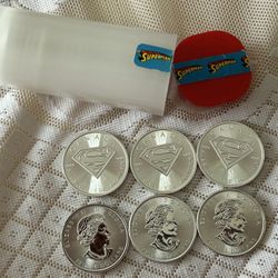( 6 ) 2016 Canada 1 oz Silver .9999 $5 DC Comics Superman S-Shield Logo  