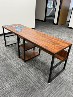 Large 79” Industrial Office Desk with Storage Shelves – Like New