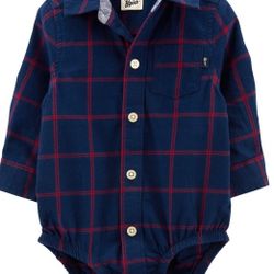 Baby Button-Front Plaid Flannel Bodysuit