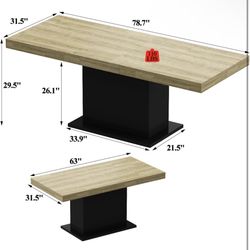 Extendable Conference Table for 6-8 People, 63" to 78.7" Rectangle Meeting Seminar Table for Office Conference Room, Black & Brown