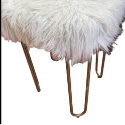 OTTOMAN Faux Fur Metal Legs 