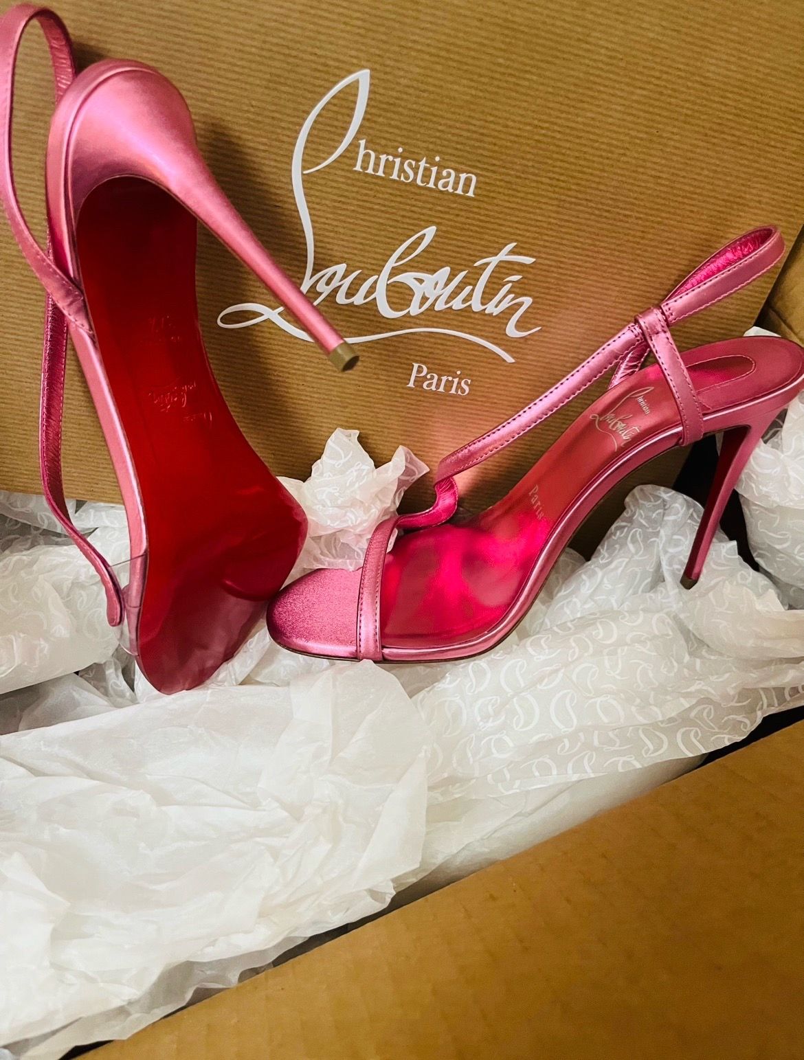 Christian Louboutin Rosalie 100 Metallic Pink Heels Size 37.5 – NEW