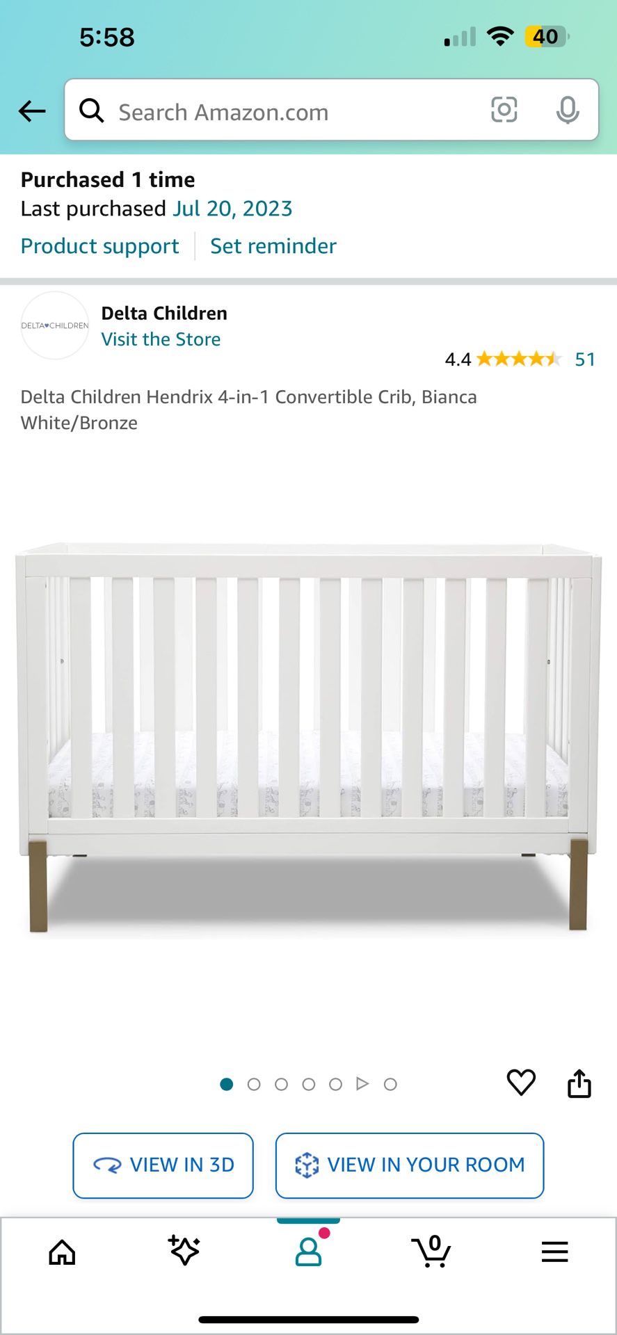Delta Baby Crib With Graco Mattress And American Baby Company Mattress Protector 