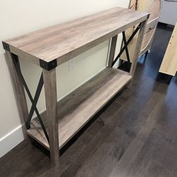 Wood Iron Console Side Table Shelf