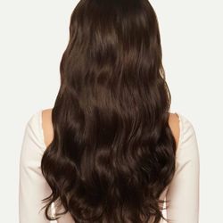 Luxy Hair Extensions. 20" Seamless Dark Brown Clip- Ins (180g)