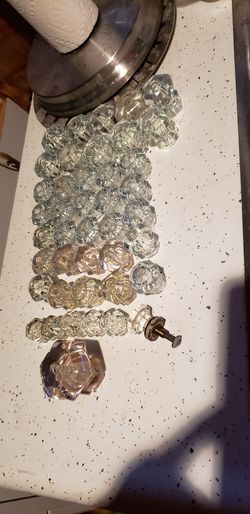 Antique Crystal glass single drawer pulls various sizes