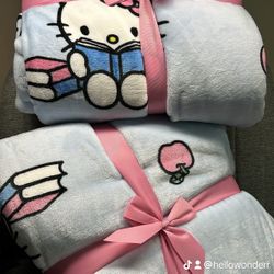 Hello Kitty Twin Blue Book Blanket 