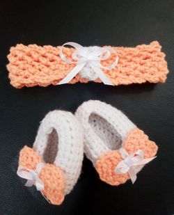 Set of girl from 0 to 6 months of shoes and headband