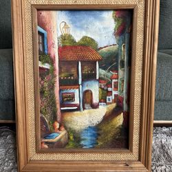 Textured Spanish Street Framed Painting