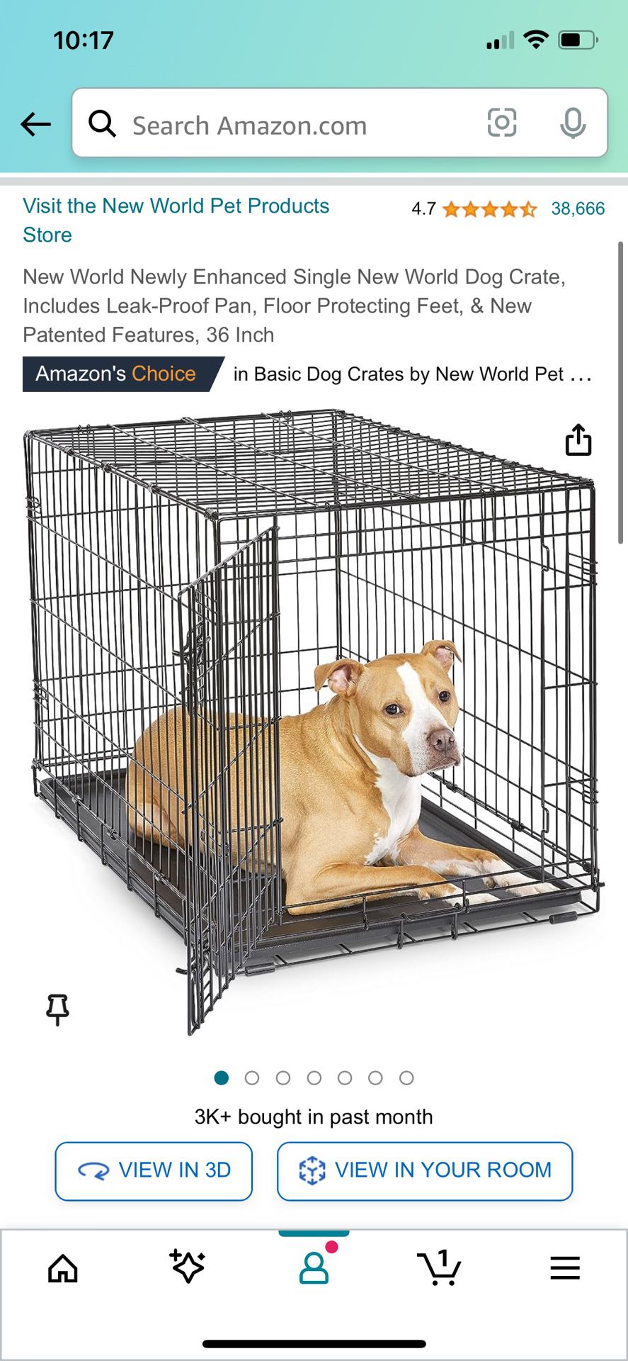Dog Crate, Includes Leak-Proof Pan, Floor Protecting Feet, & New Patented Features, 36 Inch