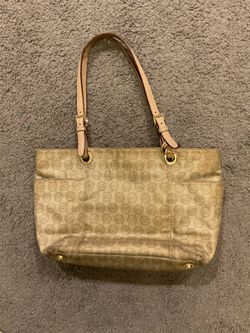Michael Kors Vintage Tan Gold Tote Bag Large Shoulder Purse Handbag, p/u Bayport, NY 11705