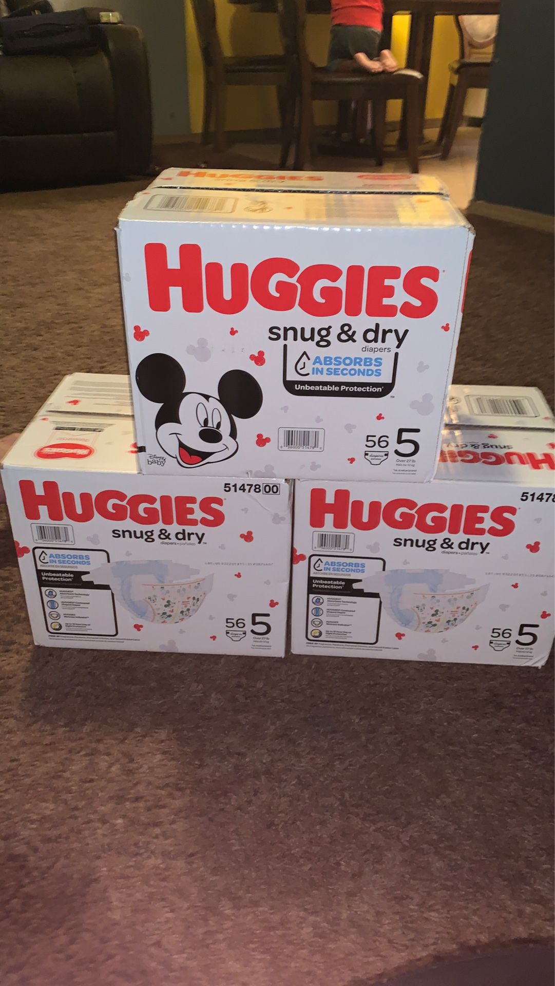 3 boxes of Huggies size 5