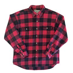 Vintage Field & Stream Red Black Plaid Flannel Mens Long Sleeve Button Shirt XXL
