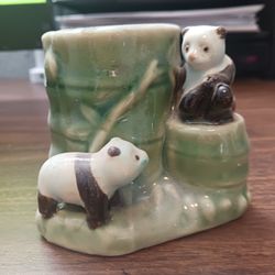 Bamboo Panda Bear Planter / Ceramic Small vase