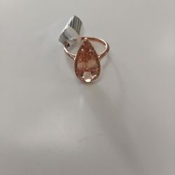 10k Rose Gold Morganite/ Diamond Ring