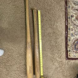 2 Vintage 1950s 1960s Baseball Bats 34” Eddie Matthews + Cracker Jack 27.5” 