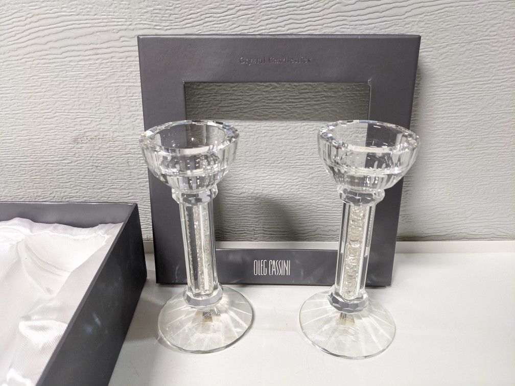 NEW Oleg Cassini Candleholder with Glitter, Set of 2, 6 inches each