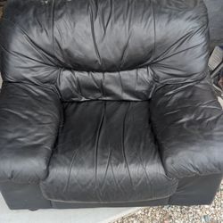 Oversized Black Leather Chair 