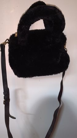 Black faux fur crossbody purse