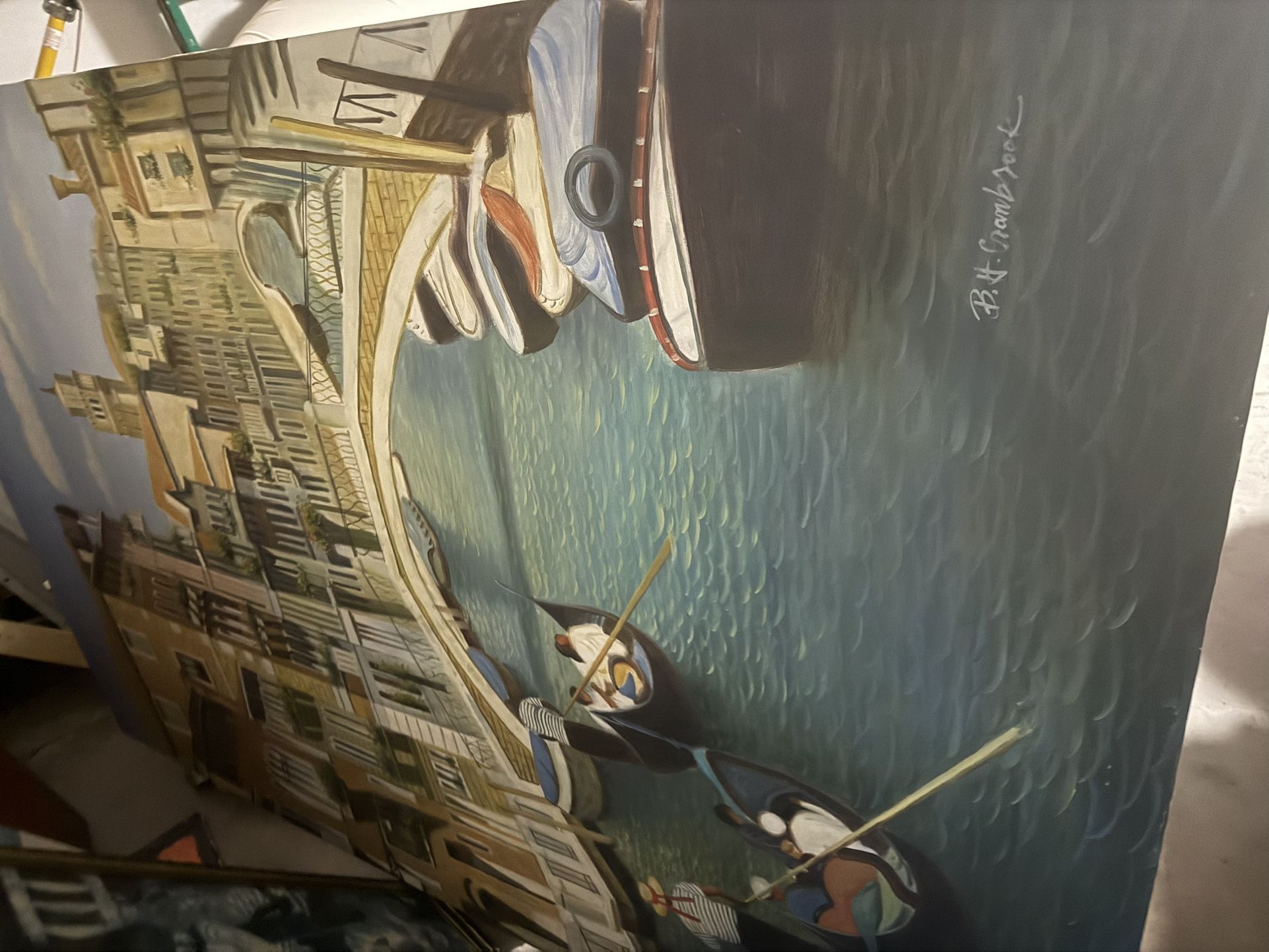 Large Oil Painying Venice Italy