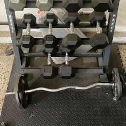 Home Gym Weights Squat Rack Bench And Dumbbells 