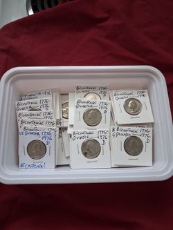 56 US QUARTERS BICENTENIAL 1776 AMERICAS BIRTHDAY.  $5.00 EACH, MINIMUM PURCHASE 5 COINS