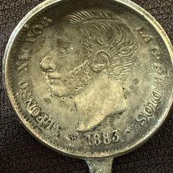 1883 Alfonso XII Spanish Silver Coin Spoon – Antique Collectible